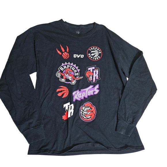 October's Very Own Other - OVO Toronto Raptors Long Sleeve Shirt Mens XL Black Multi Logo Graphic Tee